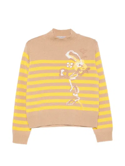 Ermanno Firenze Striped Embroidered Sweater In Multi