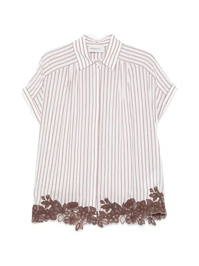 Ermanno Firenze Striped Floral Shirt In White