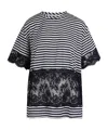 Ermanno Firenze Striped Lace T-shirt In Black