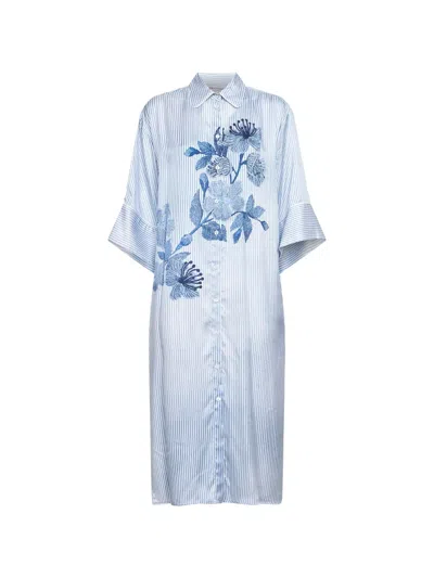 Ermanno Firenze Striped Midi Dress In Blue