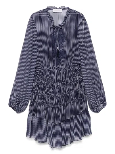 Ermanno Firenze Striped Mini Dress In Blue