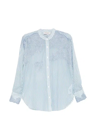 Ermanno Firenze Striped-pattern Lace-detail Shirt In White