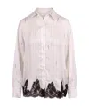 Ermanno Firenze Pinstriped Shirt With Lace In White
