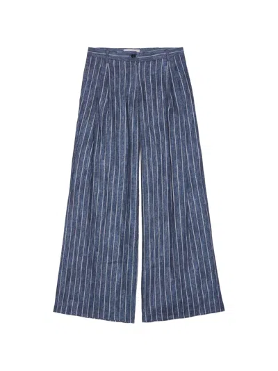 Ermanno Firenze Striped Trousers In Blue