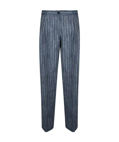 Ermanno Firenze Pinstripe Casual Pants In Blue