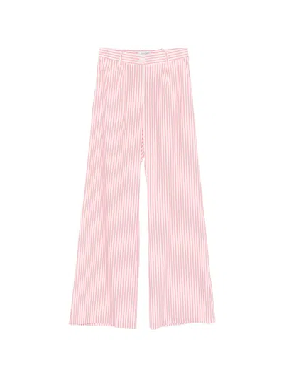 Ermanno Firenze Striped Wide-leg Trousers In Pink