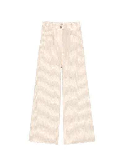 Ermanno Firenze Striped Wide-leg Trousers In Neutral
