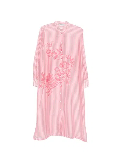 Ermanno Firenze Striped-pattern Midi Dress In Pink