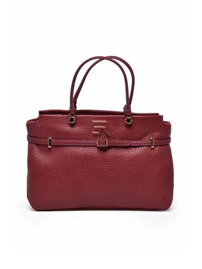 Ermanno Firenze Structured Red Unity Handbag With Dual Carry Options In Burgundy