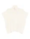 Ermanno Firenze High Neck Knitwear With Embroidered Ribbed Hem In Neutral