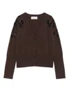 Ermanno Firenze Floral-embroidered Wool Cardigan In Brown