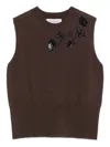 Ermanno Firenze Sequin-embellished Wool Vest In Brown