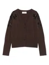 Ermanno Firenze Floral-embroidered Wool Cardigan In Brown