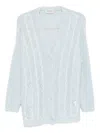 Ermanno Firenze Cable Knit Cardigan With Lace And Sequins In Gray