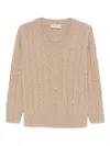 Ermanno Firenze Floral-pattern Cable-knit Sweater In Neutral