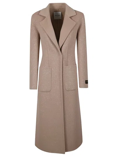 Ermanno Firenze Tailored Long Coat With Glitter Detailing In Brown
