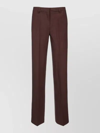 Ermanno Firenze Tailored Trousers Belt Loops Front Pleats Straight In Burgundy