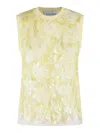 Ermanno Firenze Floral Embroidered Tulle Sleeveless Top