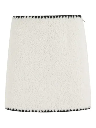 ERMANNO FIRENZE TEDDY-FLEECE ZIP-DETAIL SKIRT