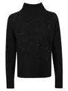 Ermanno Firenze Textured High Neck Black Knitted Sweater In Black