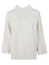 Ermanno Firenze Textured Knit Turtleneck Sweater With Raglan Sleeves In White