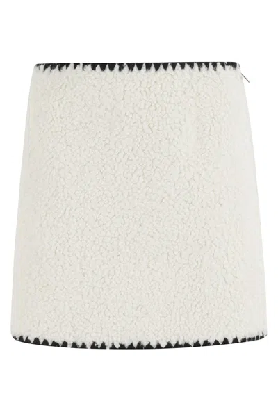 ERMANNO FIRENZE TEXTURED MINI SKIRT IN TEDDY FABRIC