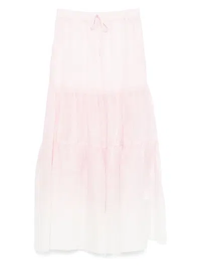 Ermanno Firenze Tiered Maxi Skirt In Pink