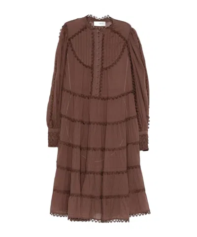 Ermanno Firenze Tiered Midi Dress In Brown