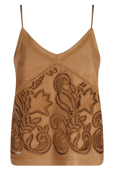 Ermanno Firenze Sangallo Embroidery Camisole In Brown