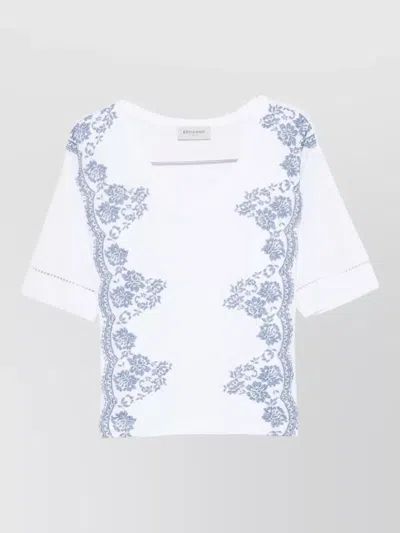 Ermanno Firenze Top Short Sleeves Cut Out Embroidery In White