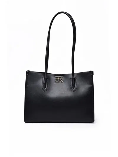 Ermanno Firenze Tote Tiny Bag With Clip Closure And Metallic Logo Detail In Black