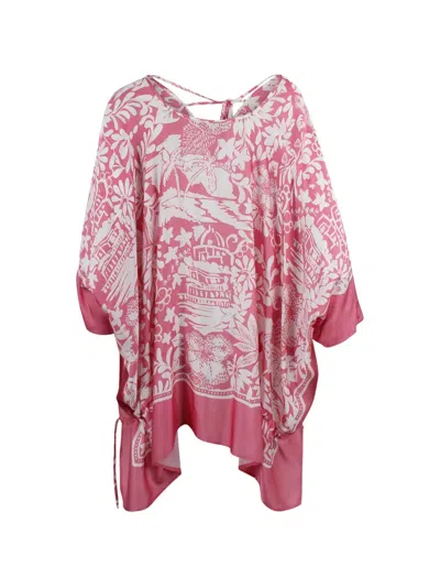 Ermanno Firenze Tropical Foulard-print Tunic In Pink