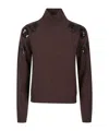 Ermanno Firenze Floral-embroidered Sequin Sweater In Brown
