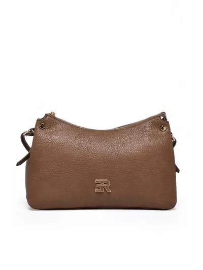 Ermanno Firenze Unity Shoulder Bag In Textured Taupe Polyurethane In Brown