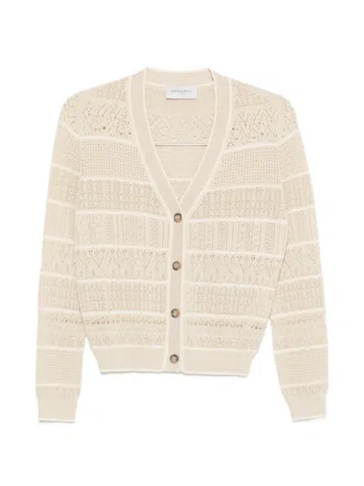 Ermanno Firenze V-neck Button Cardigan In Neutral