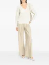 Ermanno Firenze V-neck Lace-embellished Sweater In Neutral