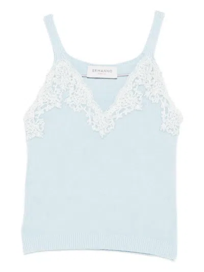 Ermanno Firenze V-neck Tank Top In Blue