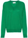 Ermanno Firenze V-neck Wool Jumper In Green