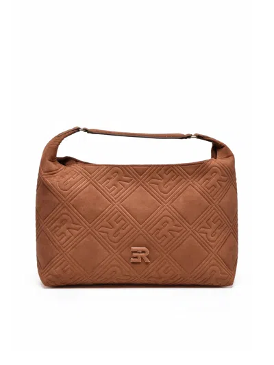 Ermanno Firenze Valentina Shoulder Bag With Quilted Design And Logo Motif In Brown