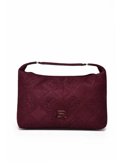 Ermanno Firenze Valentina Shoulder Bag With Quilted Design And Suede Effect In Burgundy