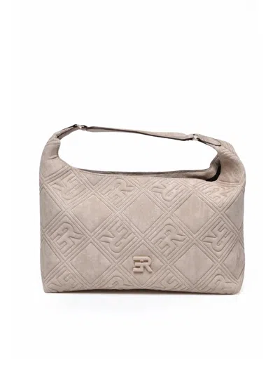 Ermanno Firenze Valentina Shoulder Bag With Suede Effect And Quilted Design In Nude