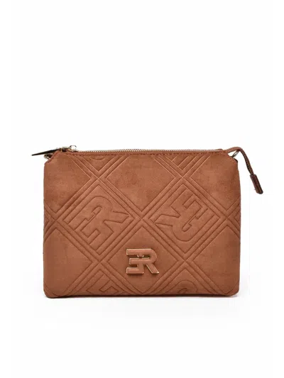 Ermanno Firenze Valentina Suede Effect Shoulder Bag With Compartmented Interiors In Brown