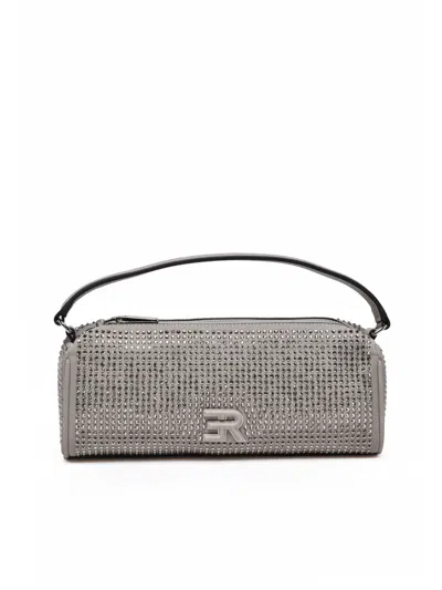 Ermanno Firenze Verly Rhinestone-embellished Handbag With Chain Detail In Grey