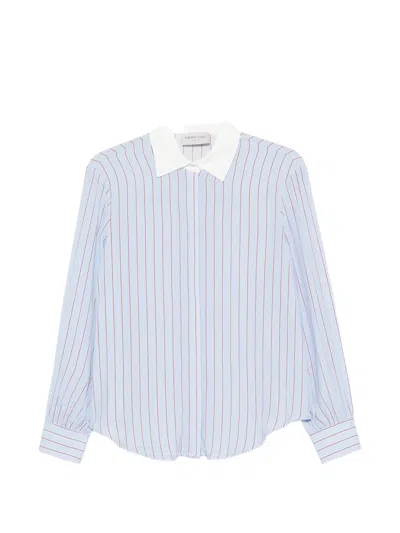 Ermanno Firenze Vertical-stripe Long-sleeve Shirt In Blue