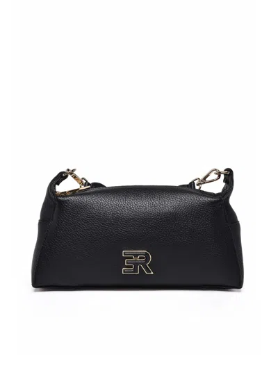 Ermanno Firenze Victoria Handbag With Textured Pebbled Finish And Gold-tone Hardware In Black