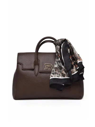 Ermanno Firenze Violet Handbag With Detachable Shoulder Strap And Gold Accents In Burgundy