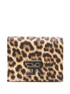 Ermanno Firenze Virginia Leopard Print Logo Wallet In Brown