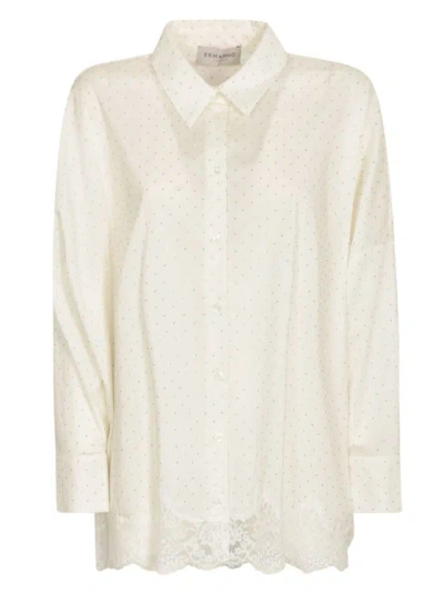 Ermanno Firenze White Cotton Blend Crystal Embellishment Shirts