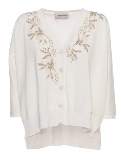 Ermanno Firenze White Knitted Cardigan