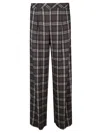 Ermanno Firenze Wide-leg Brown Trousers With Classic Plaid Pattern In Gray